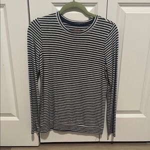 Blue and White Striped Long Sleeve Shirt
